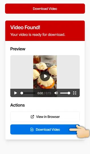 Step 3: Download and save video - Screenshot showing Pinterest video download preview and save button